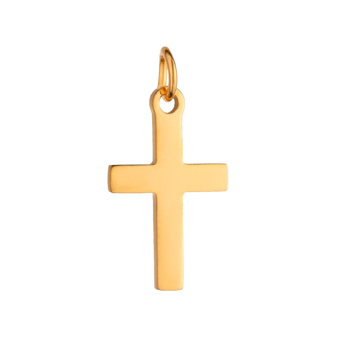 Colore oro / 1 pezzo semplice serie croce forma acciaio inossidabile placcato oro 18K colore ciondolo da donna Immagine2